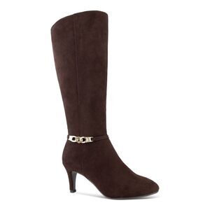 KAREN SCOTT Womens Choco Brown Chain Hanna Almond Toe Sculpted Heel Boots 7 M